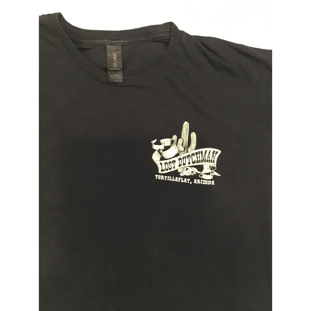 Vintage Lost Dutchman Tortilla Flat Arizona Biker Motorcycle T-Shirt Black Large View 2